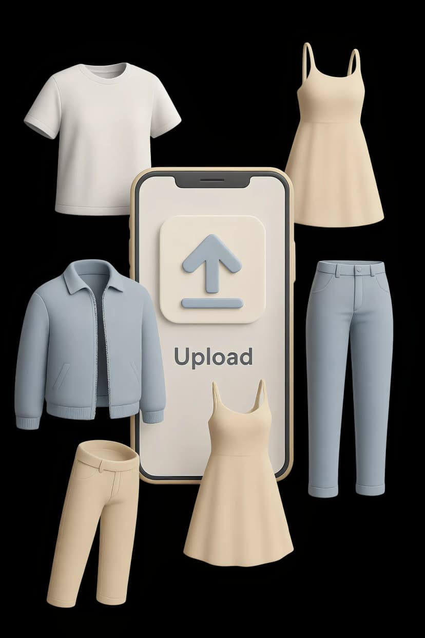 Upload Clothes - Add from your wardrobe or digital catalog