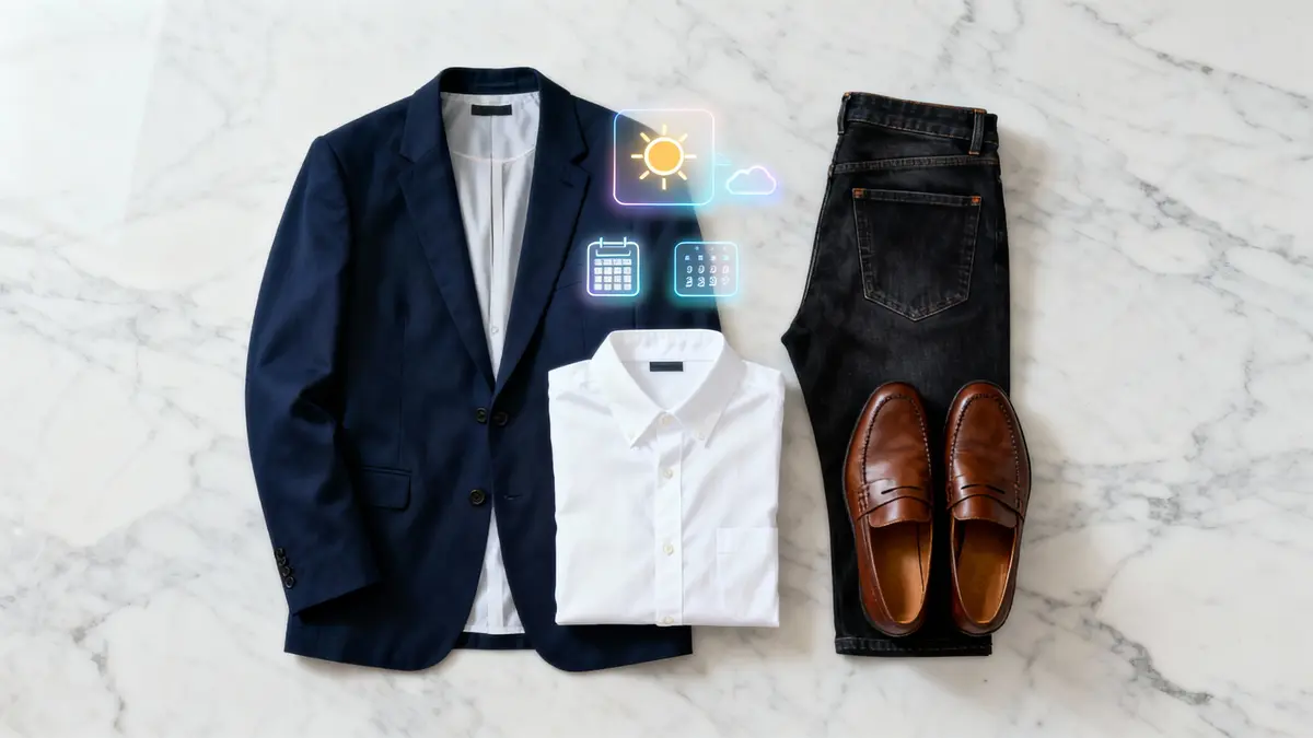 AI wardrobe app showing daily outfit suggestions based on calendar and weather