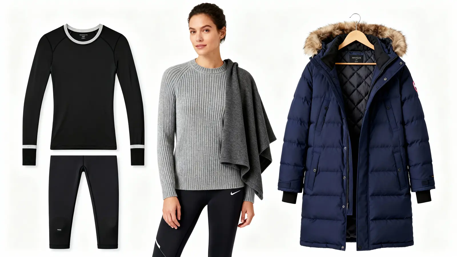 Layered winter outfit system for NYC