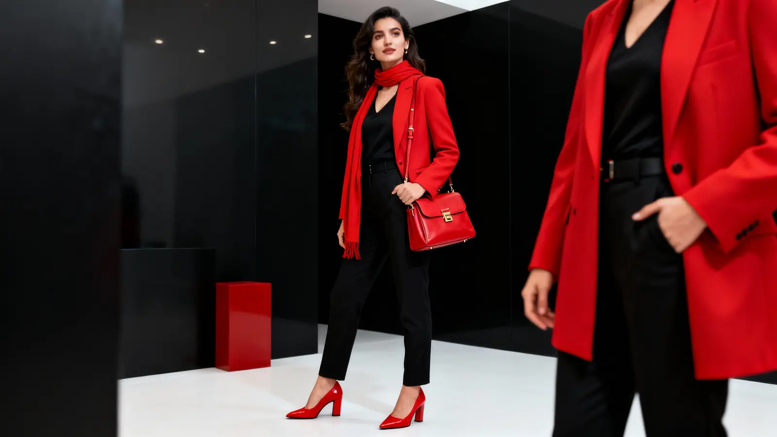 Siyah kombinlerde vurgu renkleri